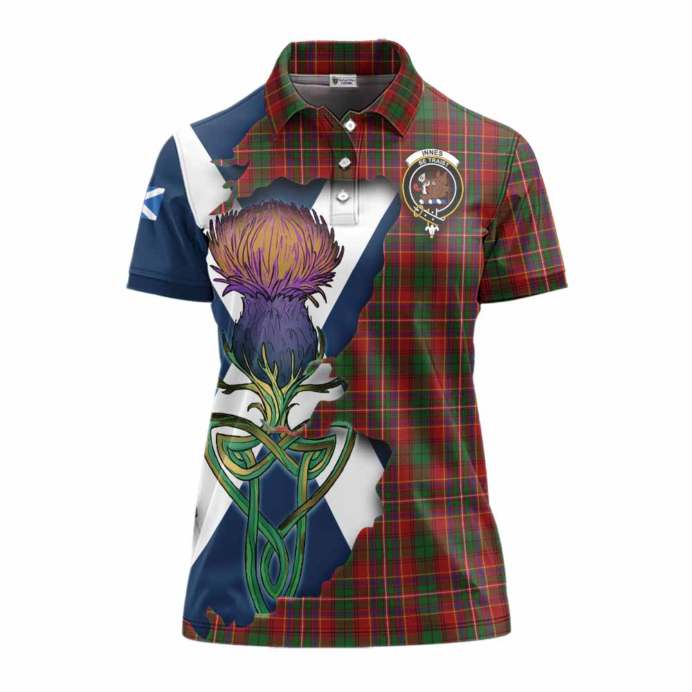Tartan Vibes Clothing Innes Tartan Family Crest Women's Polo Shirt Scottish Thistle Celtic Inspired