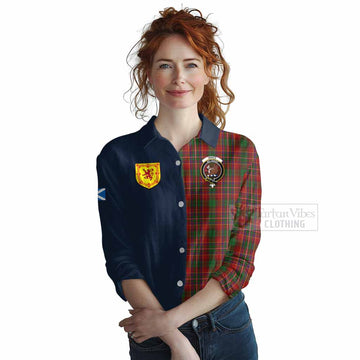 Innes Tartan Women's Casual Shirt Alba with Scottish Lion Royal Arm Half Style
