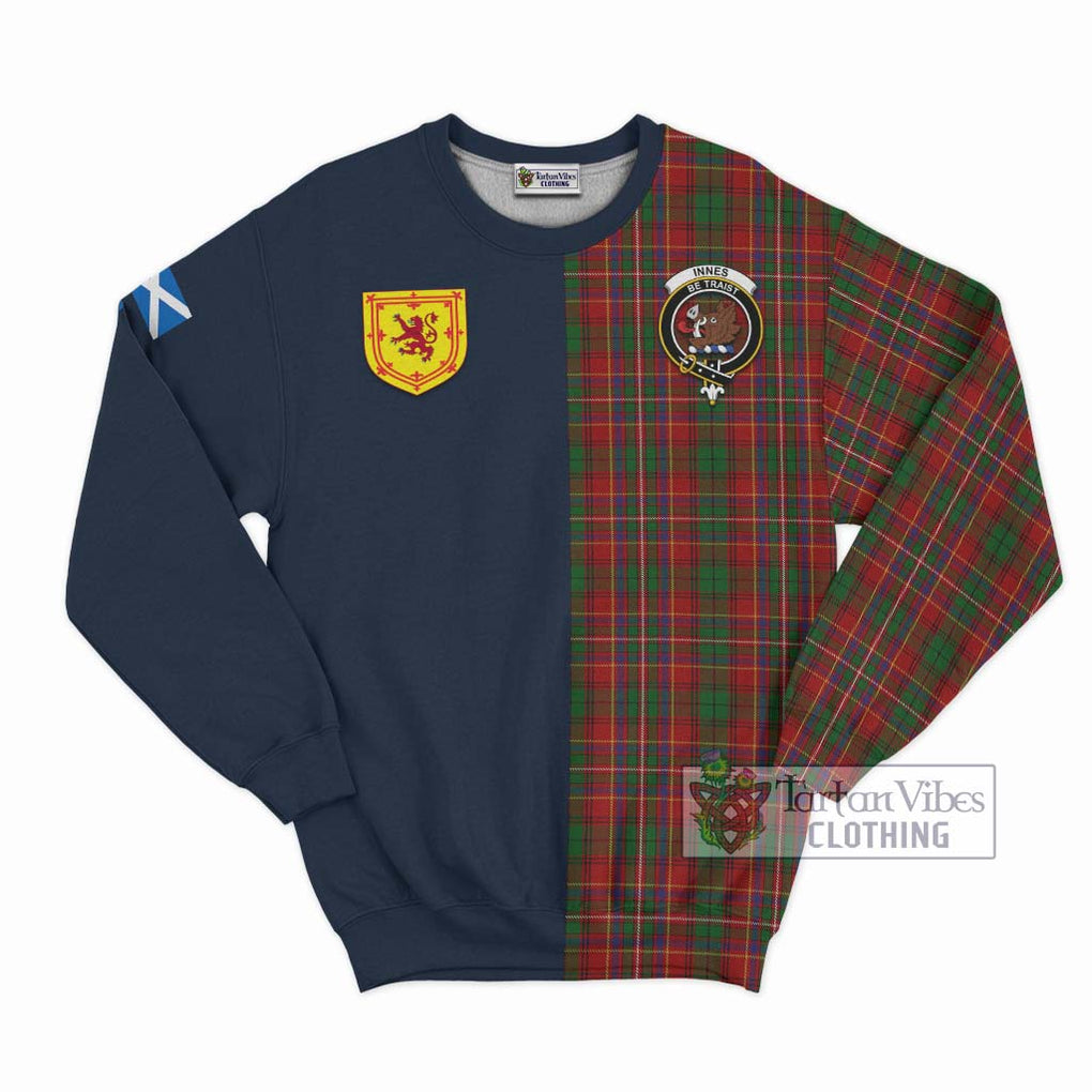 Tartan Vibes Clothing Innes Tartan Sweatshirt with Scottish Lion Royal Arm Half Style