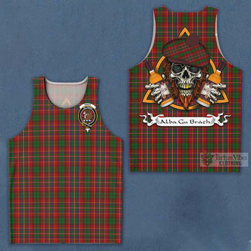 Tartan Vibes Clothing Innes Tartan Men's Tank Top with Family Crest and Bearded Skull Holding Bottles of Whiskey