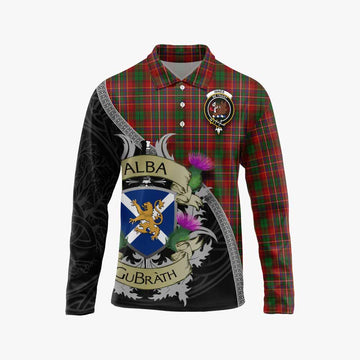Innes Tartan Family Crest Long Sleeve Polo Shirt Lion Rampant Royal Thistle Shield Celtic Inspired