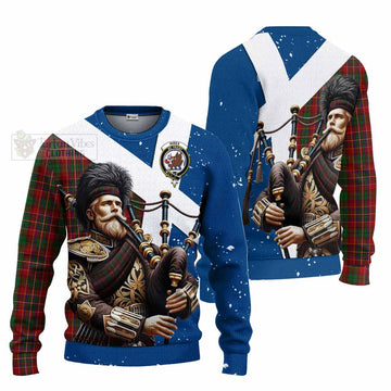 Tartan Vibes Clothing Innes Tartan Knitted Sweater with Family Crest Scottish Bagpiper Vibes