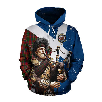 Tartan Vibes Clothing Innes Tartan Cotton Hoodie with Family Crest Scottish Bagpiper Vibes