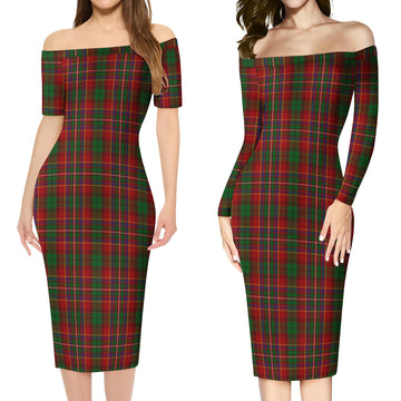 Innes Tartan Off Shoulder Lady Dress Women's Dress - Tartanvibesclothing