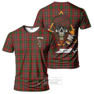 Innes Tartan T-Shirt with Family Crest and Bearded Skull Holding Bottles of Whiskey Kid's Shirt - Tartan Vibes Clothing