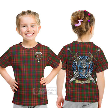 Tartan Vibes Clothing Innes Tartan Kid T-Shirt with Family Crest Celtic Skull Style