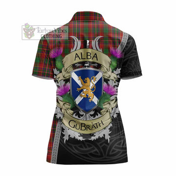 Innes Tartan Family Crest Women's Polo Shirt Lion Rampant Royal Thistle Shield Celtic Inspired