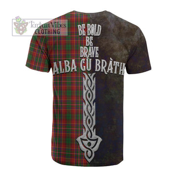 Innes Tartan Family Crest Cotton T-shirt Alba Gu Brath Be Brave Lion Ancient Style