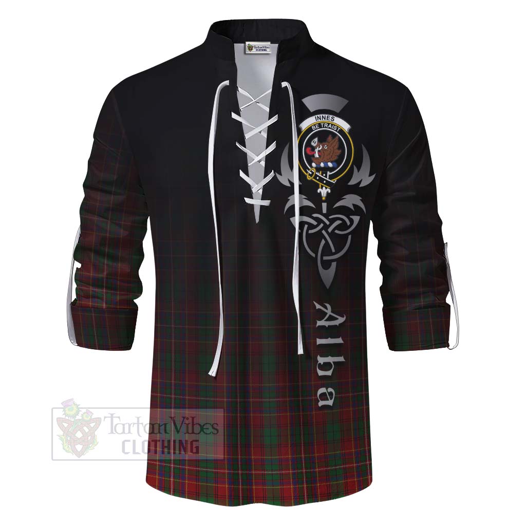 Tartan Vibes Clothing Innes Tartan Ghillie Kilt Shirt Featuring Alba Gu Brath Family Crest Celtic Inspired