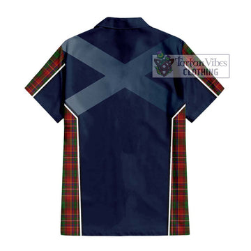 Innes Tartan Short Sleeve Button Shirt with Family Crest and Lion Rampant Vibes Sport Style - Tartan Vibes Clothing
