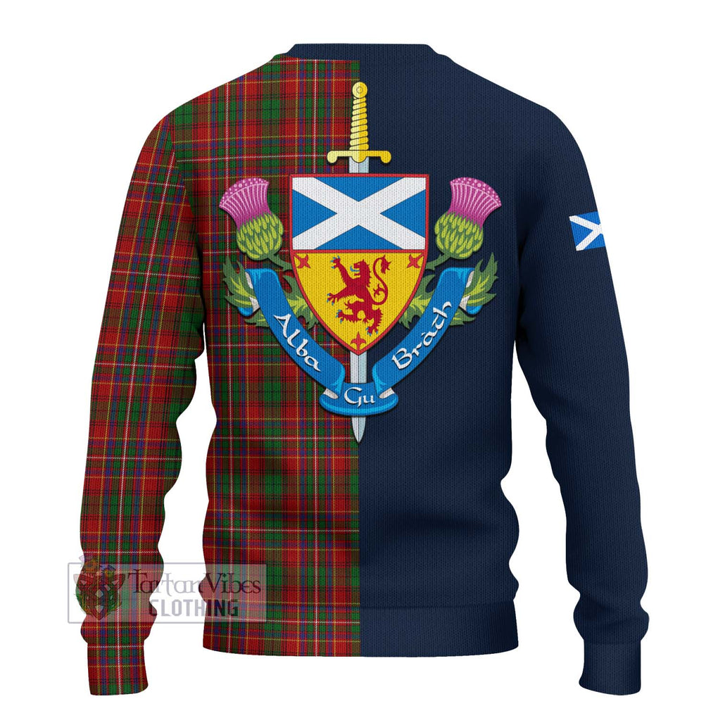Tartan Vibes Clothing Innes Tartan Knitted Sweater with Scottish Lion Royal Arm Half Style