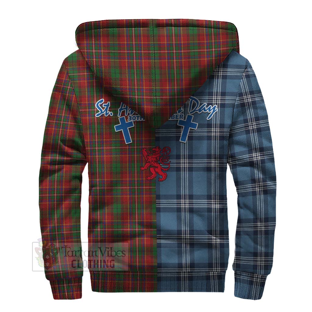 Tartan Vibes Clothing Innes Tartan Sherpa Hoodie Happy St. Andrew's Day Half Tartan Style