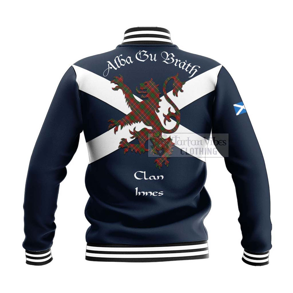 Tartan Vibes Clothing Innes Tartan Lion Rampant Baseball Jacket – Proudly Display Your Heritage with Alba Gu Brath and Clan Name