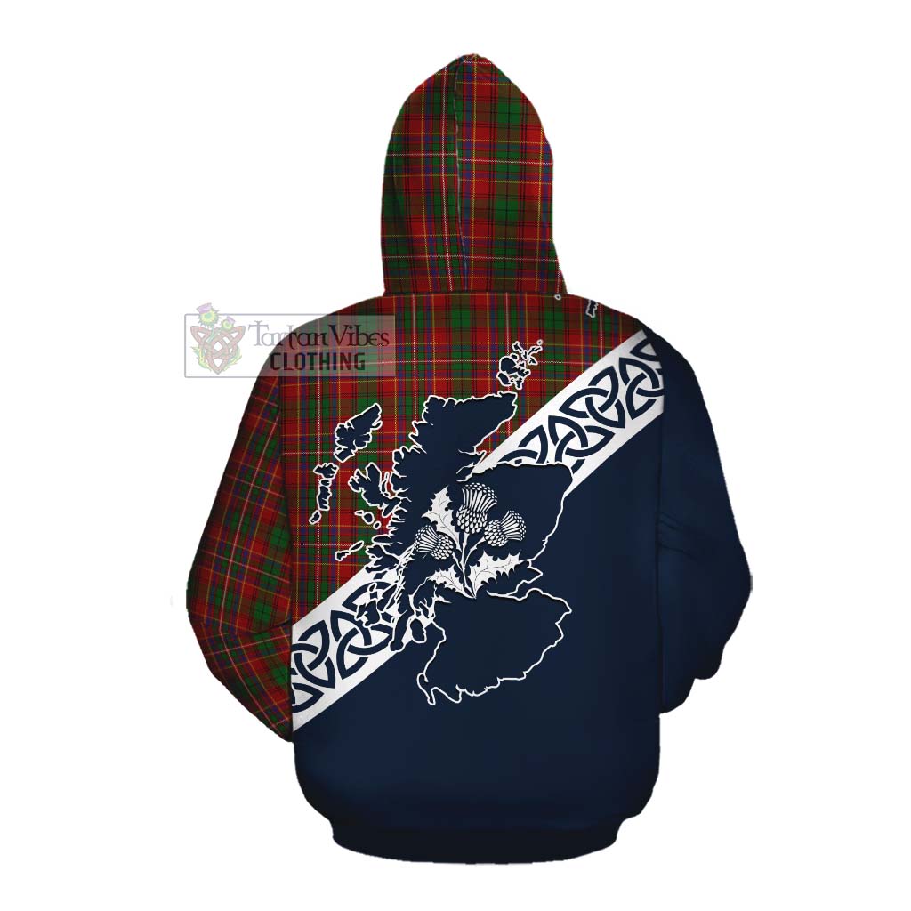 Tartan Vibes Clothing Innes Tartan Cotton Hoodie Featuring Thistle and Scotland Map