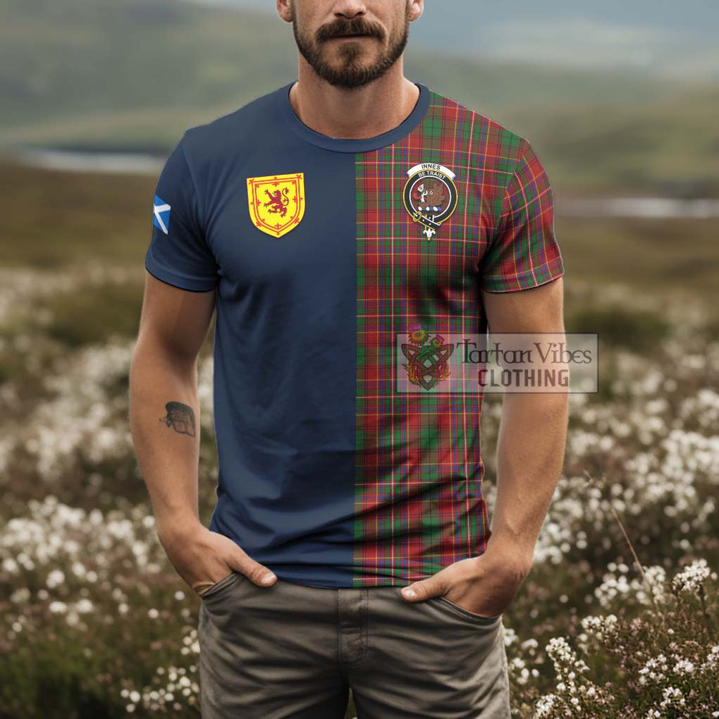 Innes Tartan T-Shirt Alba with Scottish Lion Royal Arm Half Style - Tartan Vibes Clothing