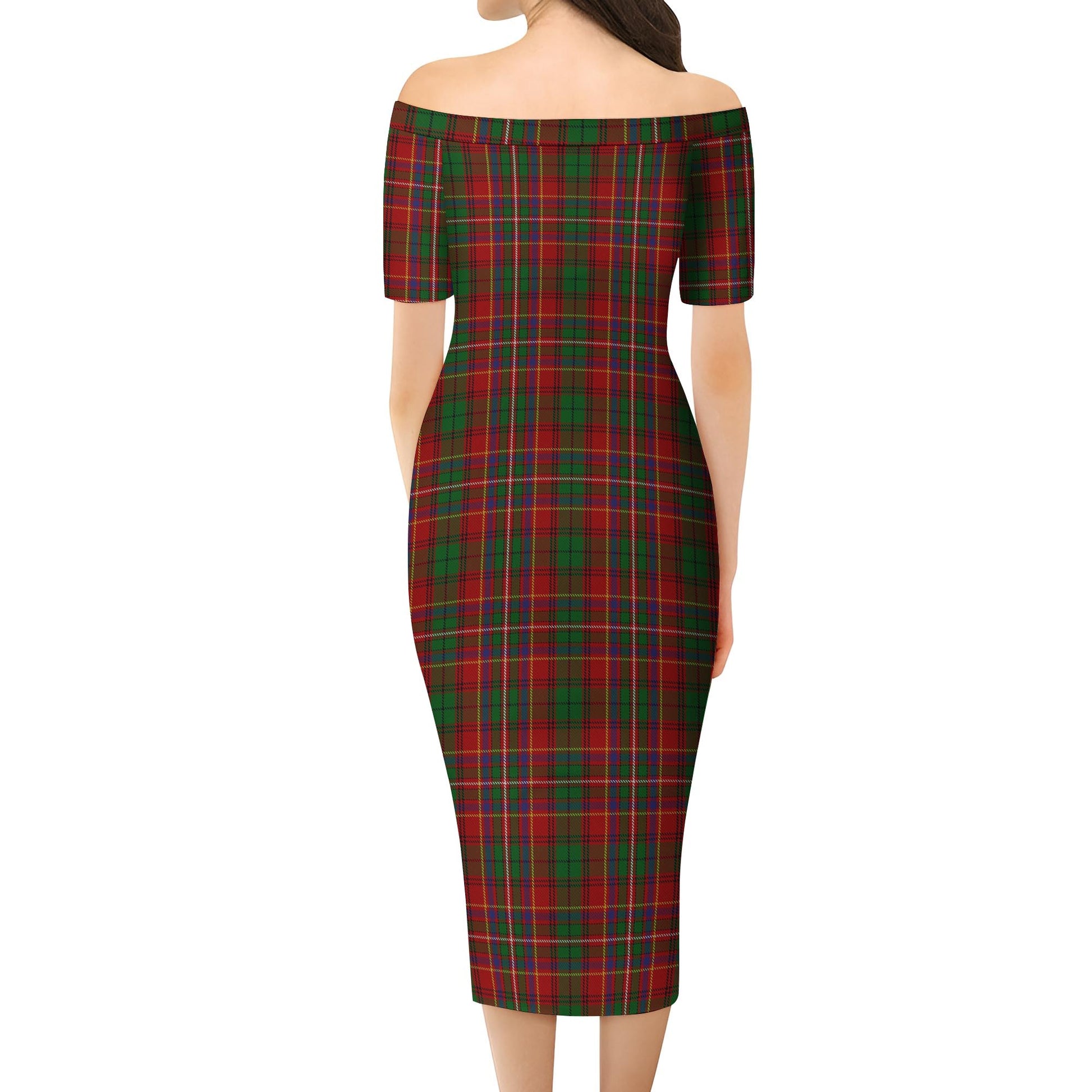 Innes Tartan Off Shoulder Lady Dress - Tartanvibesclothing