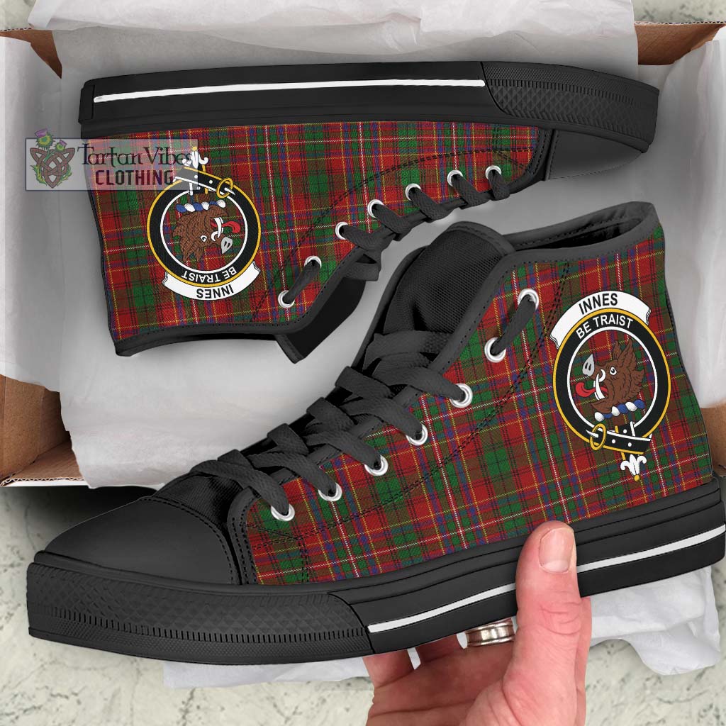 Tartan Vibes Clothing Innes Tartan High Top Shoes with Family Crest