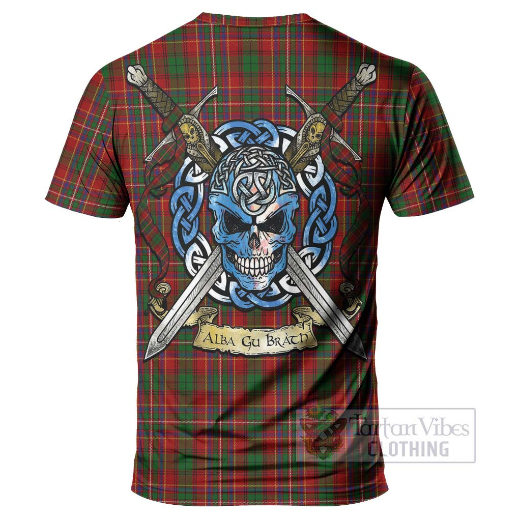 Innes Tartan T-Shirt with Family Crest Celtic Skull Style - Tartan Vibes Clothing
