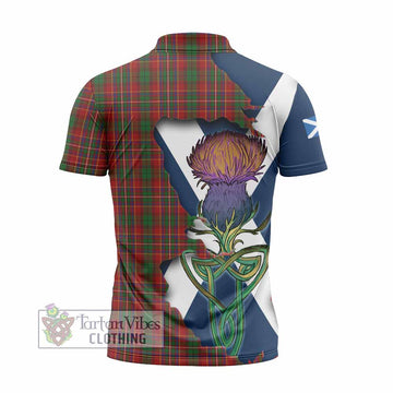 Innes Tartan Family Crest Zipper Polo Shirt Scottish Thistle Celtic Inspired