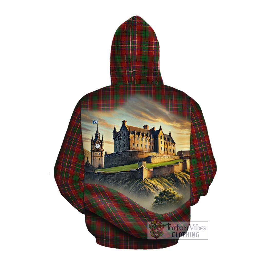 Tartan Vibes Clothing Innes Tartan Family Crest Cotton Hoodie with Scottish Ancient Castle Style