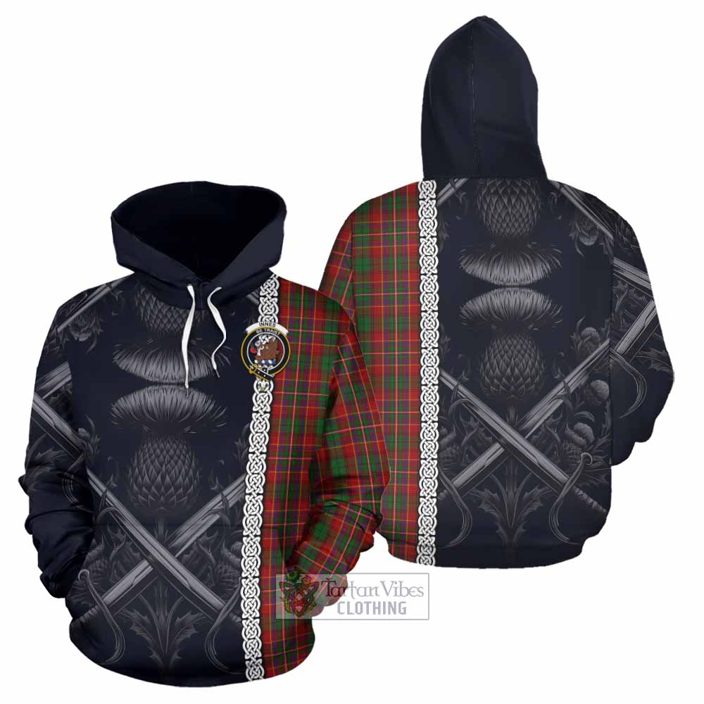 Tartan Vibes Clothing Innes Tartan Hoodie with Family Crest Cross Sword Thistle Celtic Vibes