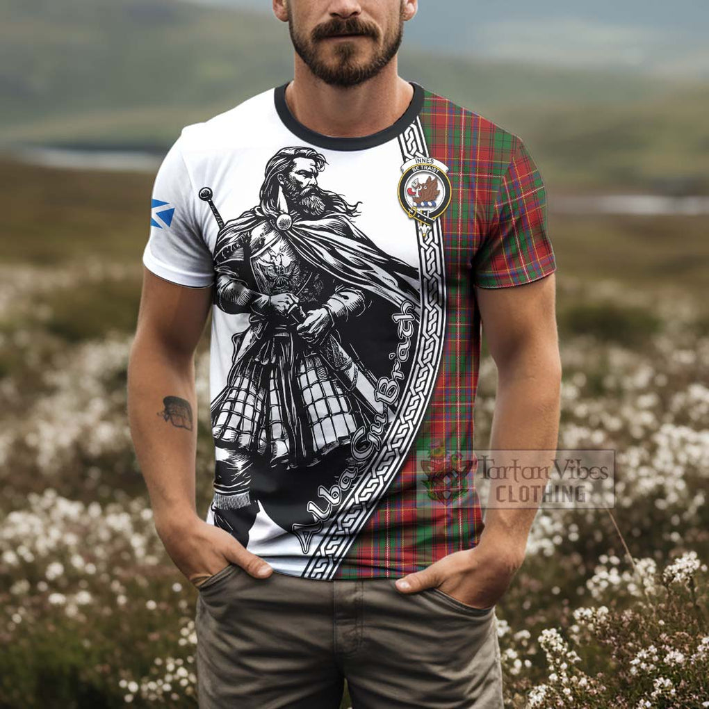 Innes Tartan Clan Crest T-Shirt with Highlander Warrior Celtic Style - Tartan Vibes Clothing