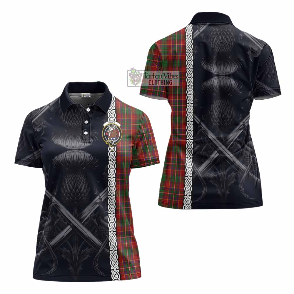Tartan Vibes Clothing Innes Tartan Women's Polo Shirt with Family Crest Cross Sword Thistle Celtic Vibes