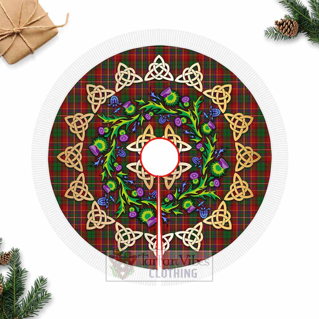 Tartan Vibes Clothing Innes Tartan Christmas Tree Skirt with Thistle Celtic Knot Style