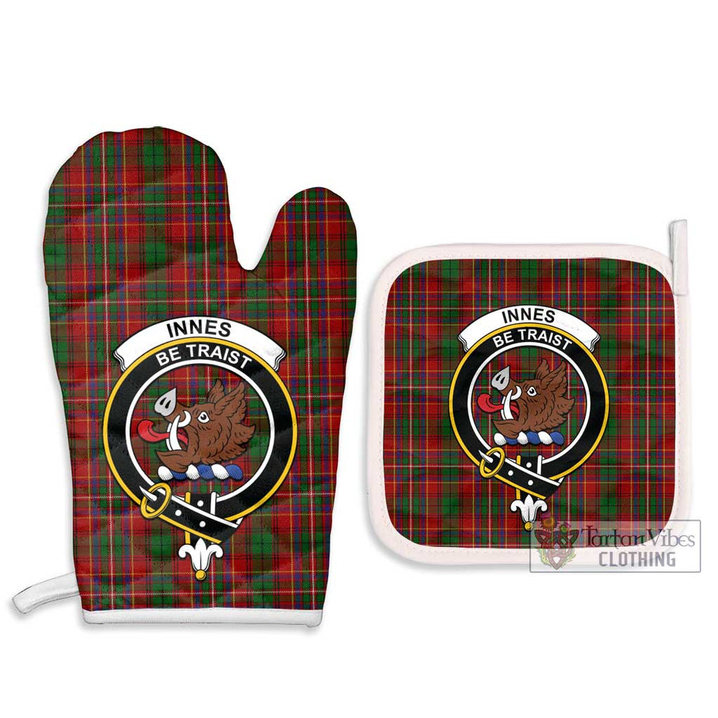 Innes Tartan Combo Oven Mitt & Pot-Holder with Family Crest Combo 1 Oven Mitt & 2 Pot-Holder White - Tartan Vibes Clothing