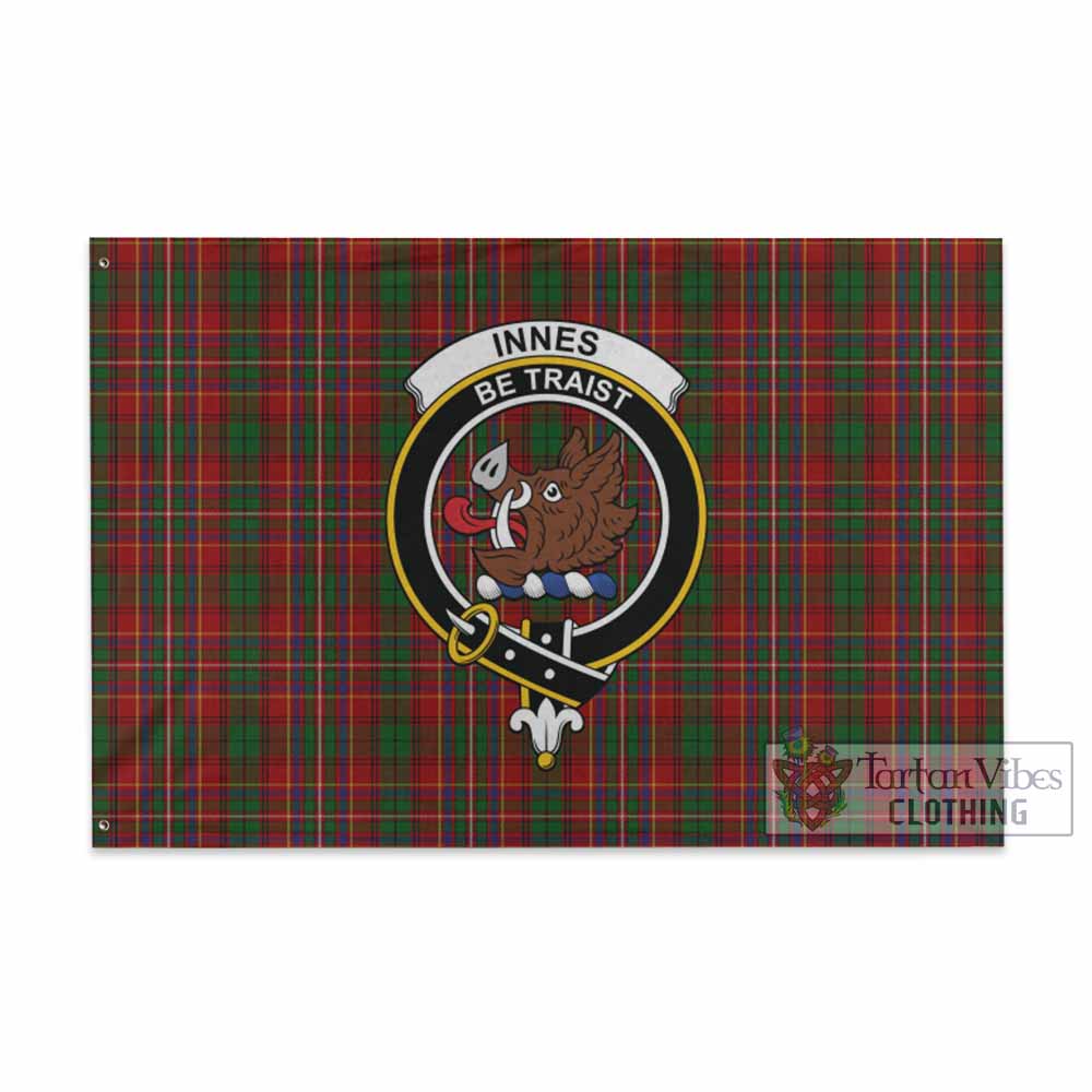 Tartan Vibes Clothing Innes Tartan House Flag with Family Crest