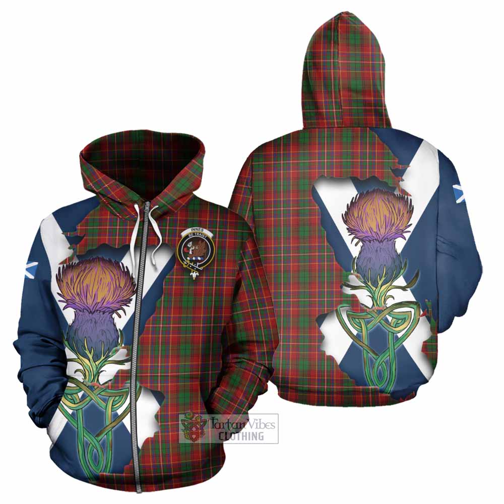 Tartan Vibes Clothing Innes Tartan Family Crest Hoodie Scottish Thistle Celtic Inspired