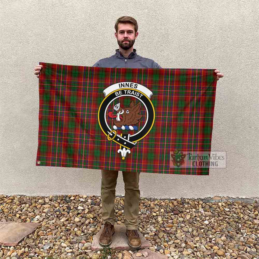 Tartan Vibes Clothing Innes Tartan House Flag with Family Crest