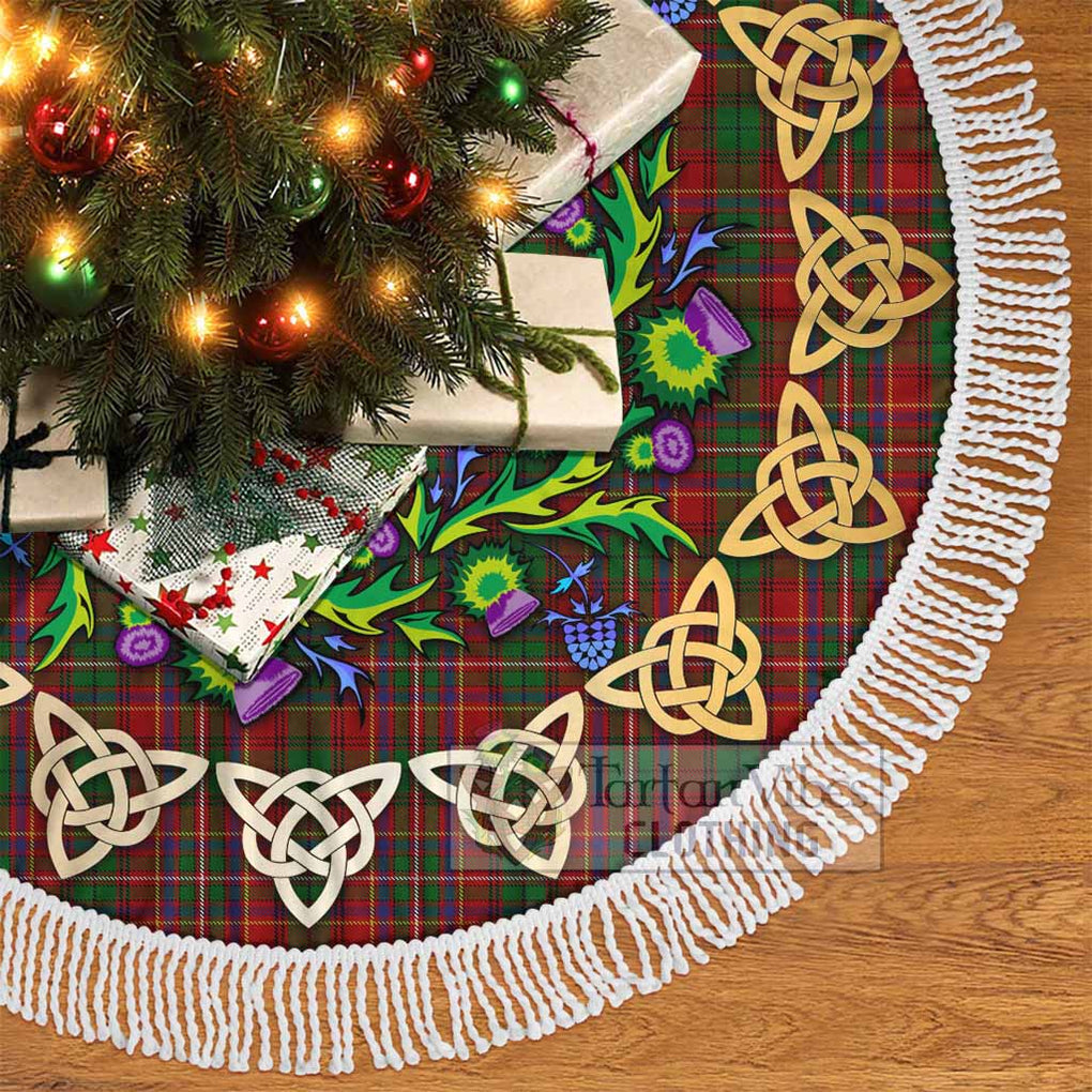 Tartan Vibes Clothing Innes Tartan Christmas Tree Skirt with Thistle Celtic Knot Style