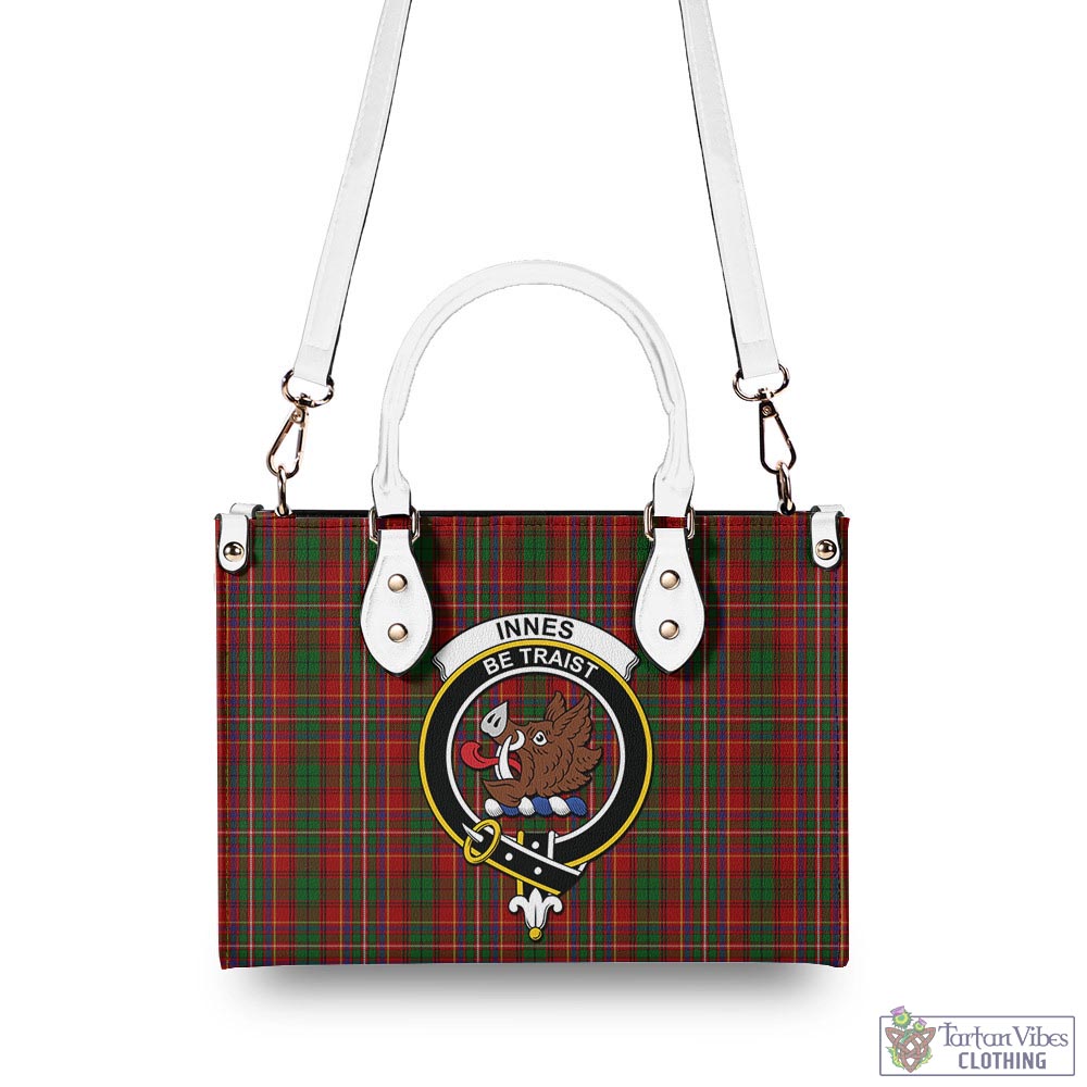Tartan Vibes Clothing Innes Tartan Luxury Leather Handbags with Family Crest