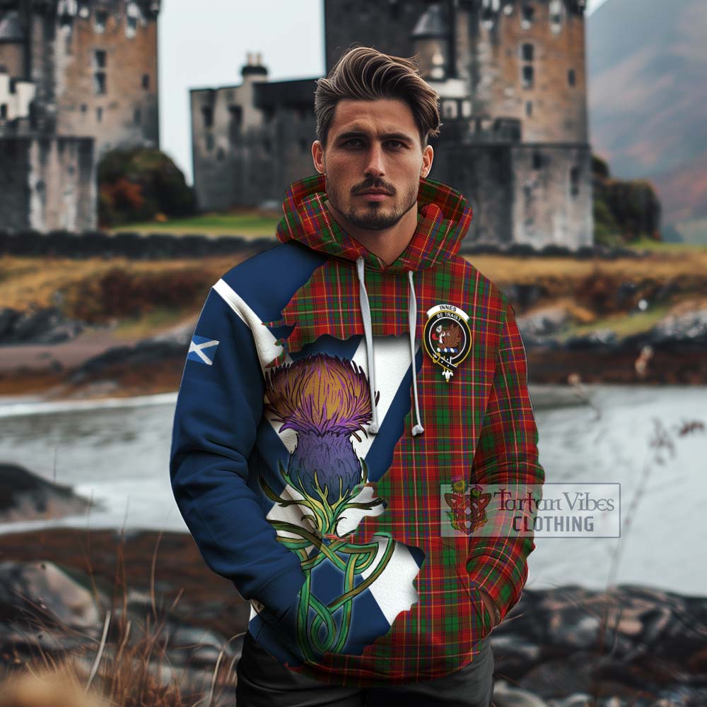 Tartan Vibes Clothing Innes Tartan Family Crest Cotton Hoodie Scottish Thistle Celtic Inspired