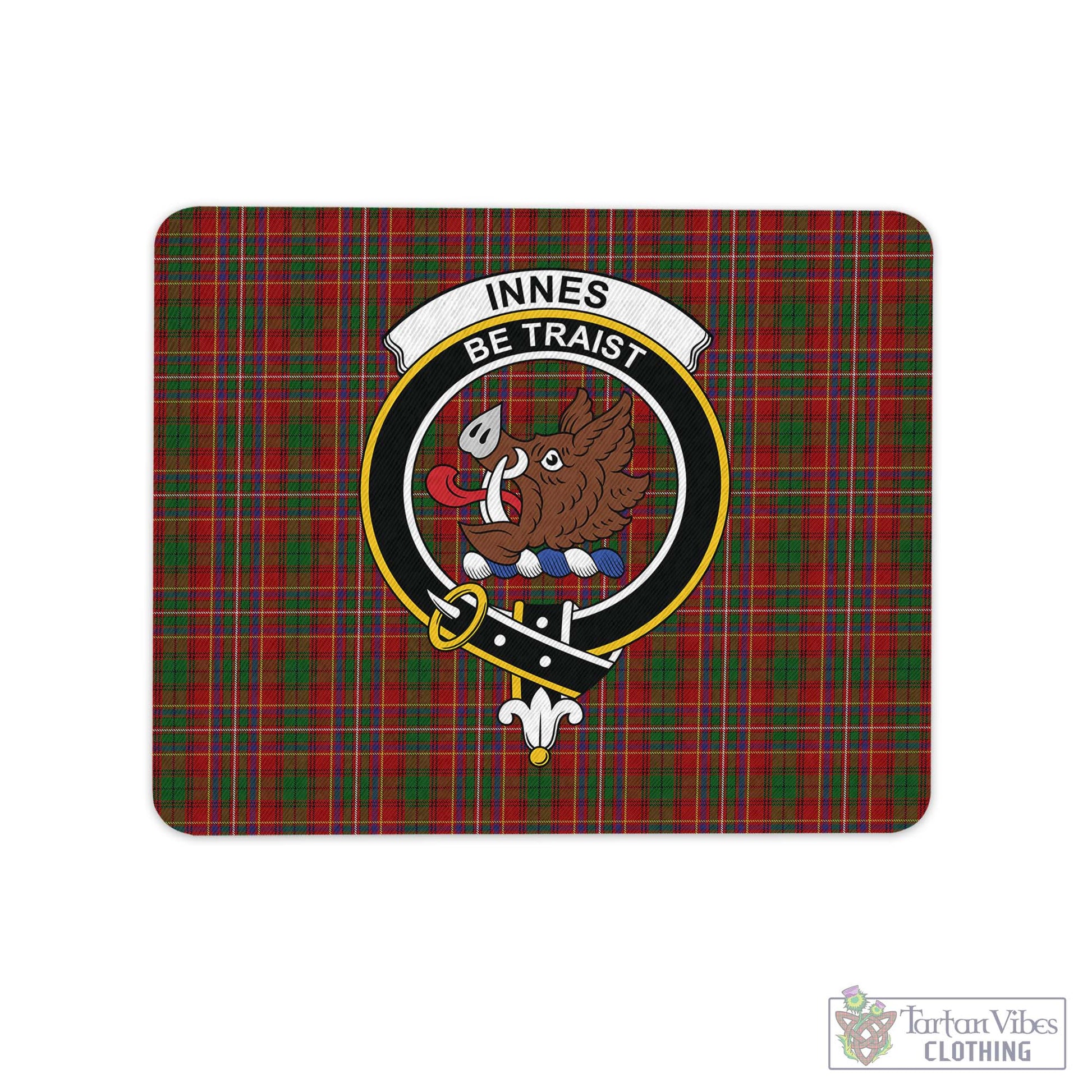 Tartan Vibes Clothing Innes Tartan Mouse Pad with Family Crest