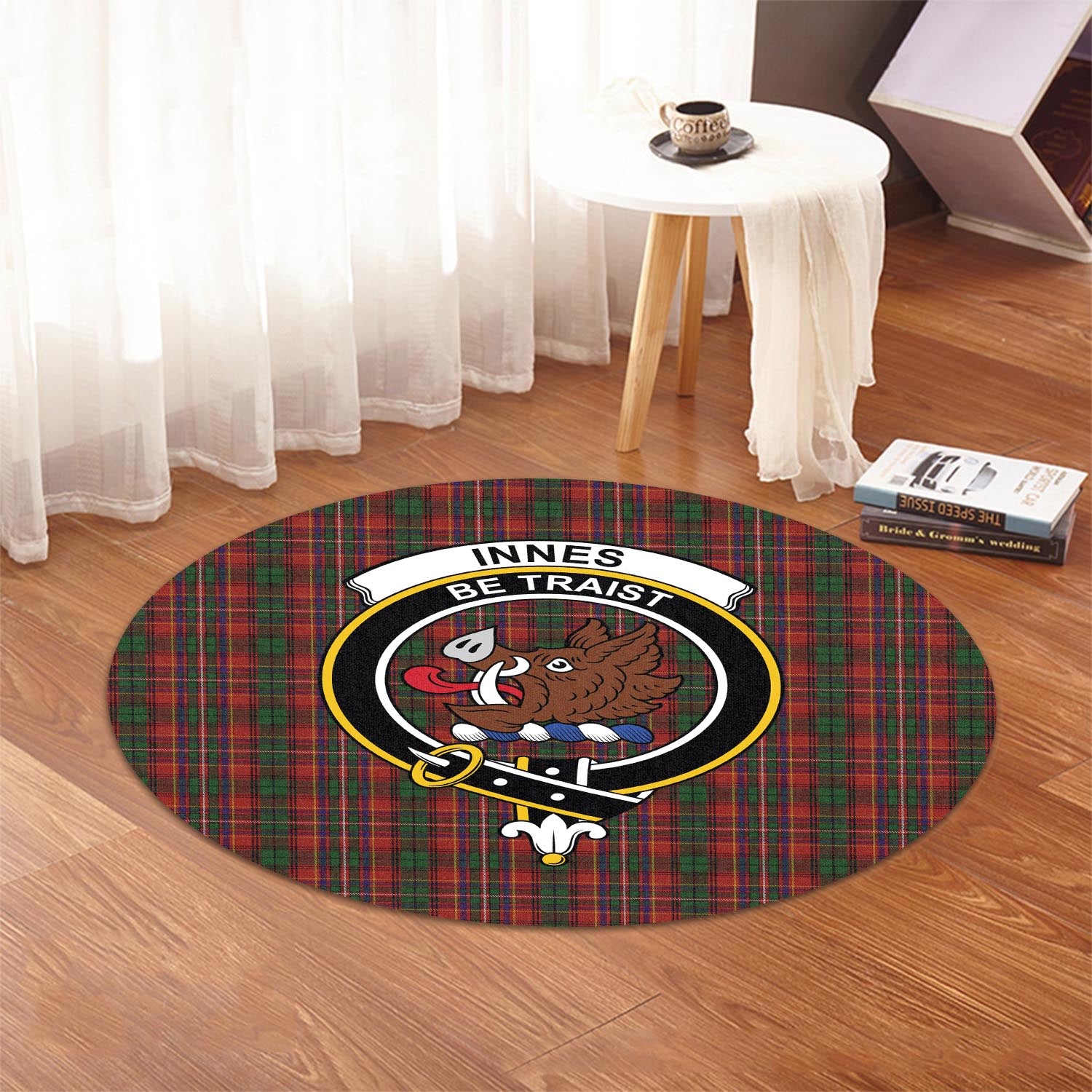 innes-tartan-round-rug-with-family-crest