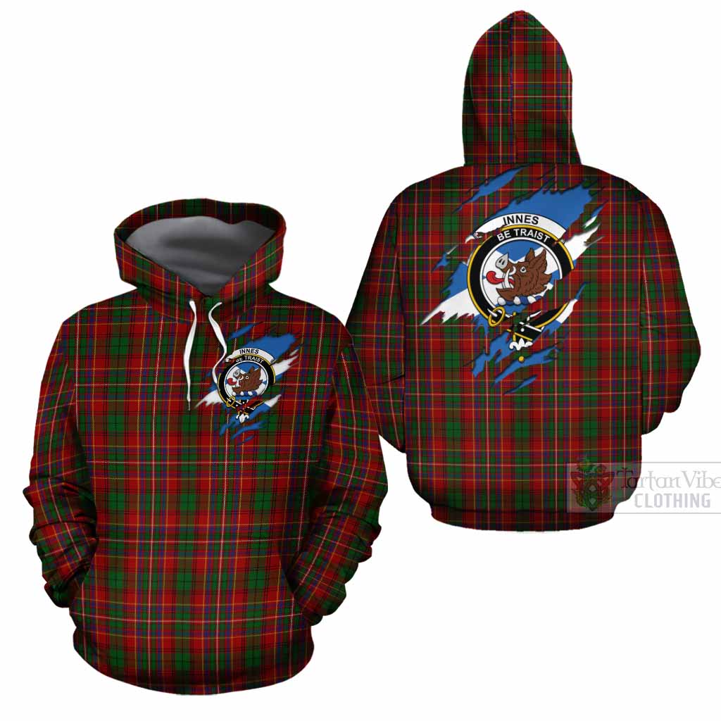 Innes Clan Crest In Me Tartan Cotton Hoodie Scotland Flag Style