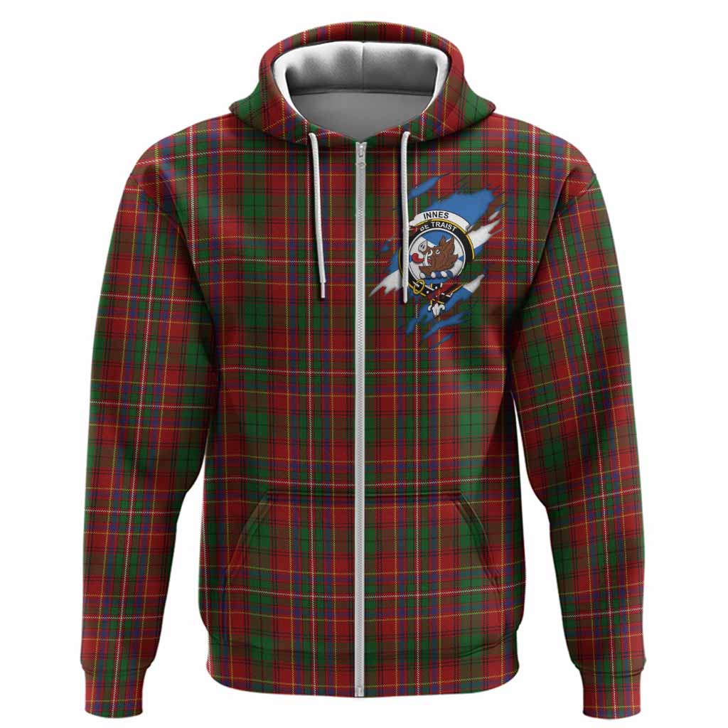 Innes Clan Crest In Me Tartan Hoodie Scotland Flag Style