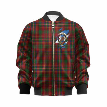 Innes Clan Crest In Me Tartan Kid Bomber Jacket Scotland Flag Style