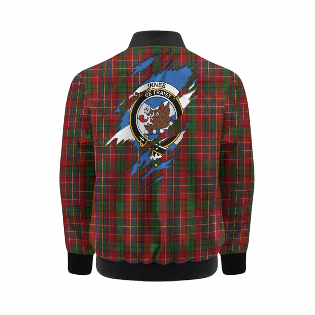 Innes Clan Crest In Me Tartan Kid Bomber Jacket Scotland Flag Style