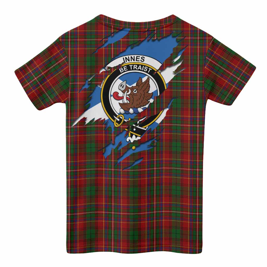Innes Clan Crest In Me Tartan Kid T-shirt Scotland Flag Style