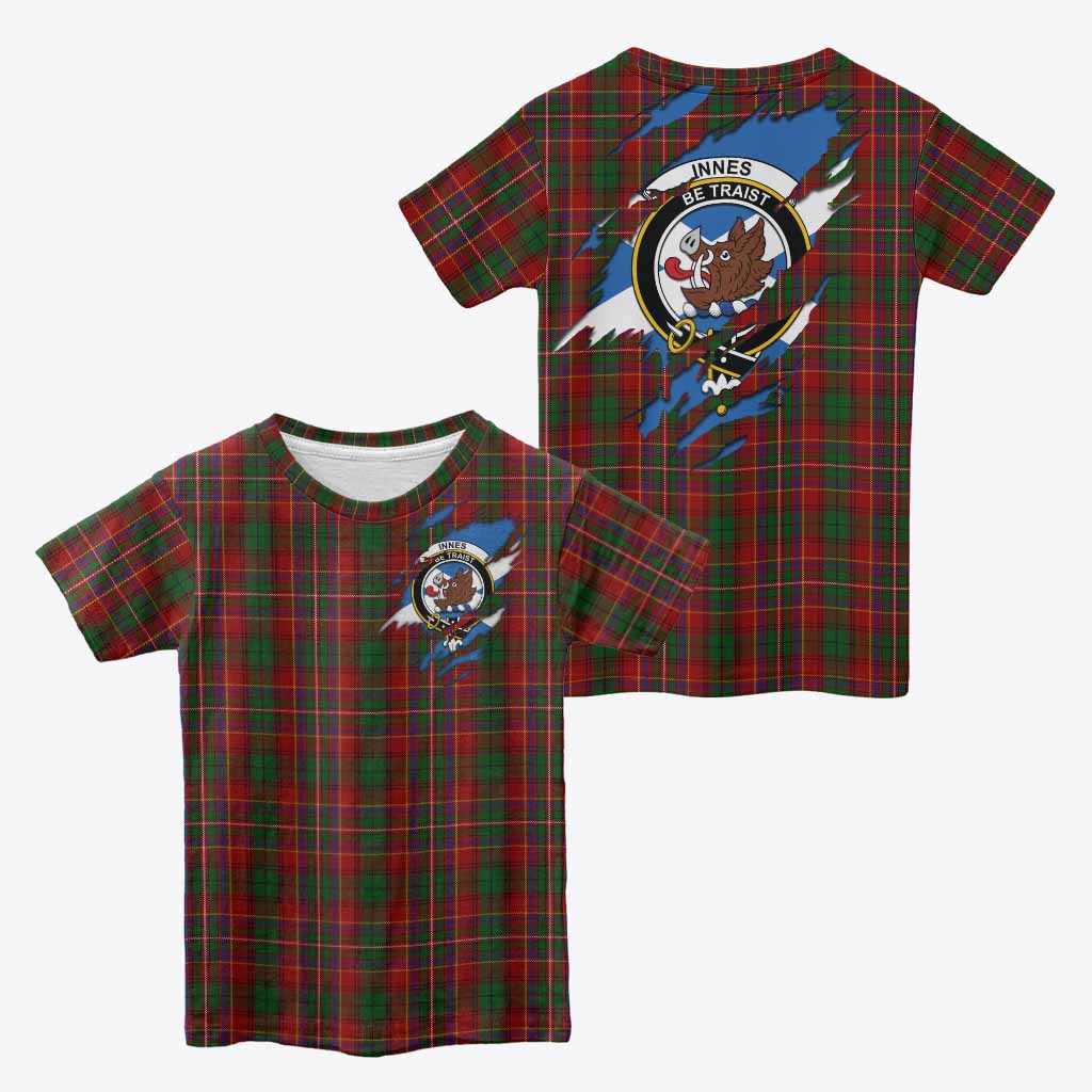 Innes Clan Crest In Me Tartan Kid T-shirt Scotland Flag Style