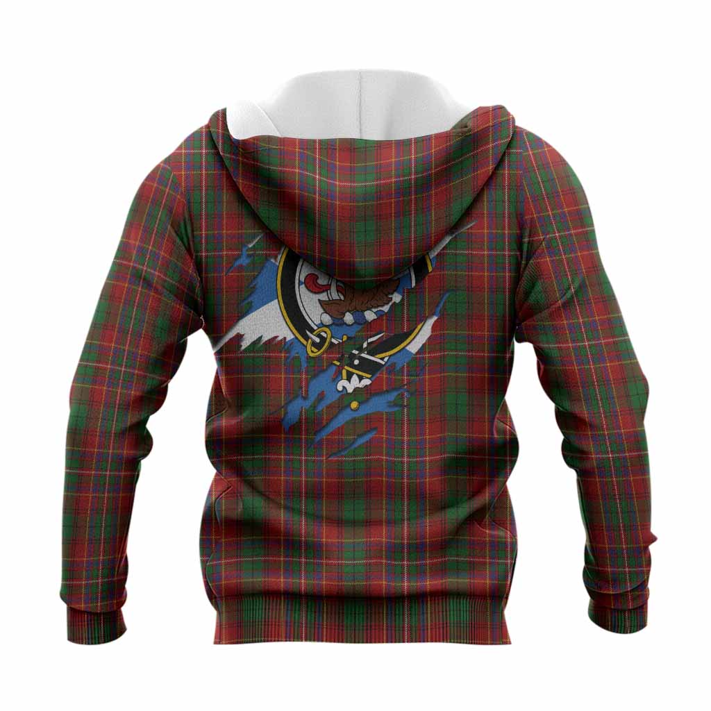 Innes Clan Crest In Me Tartan Knitted Hoodie Scotland Flag Style
