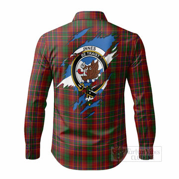 Innes Clan Crest In Me Tartan Long Sleeve Button Shirts Scotland Flag Style
