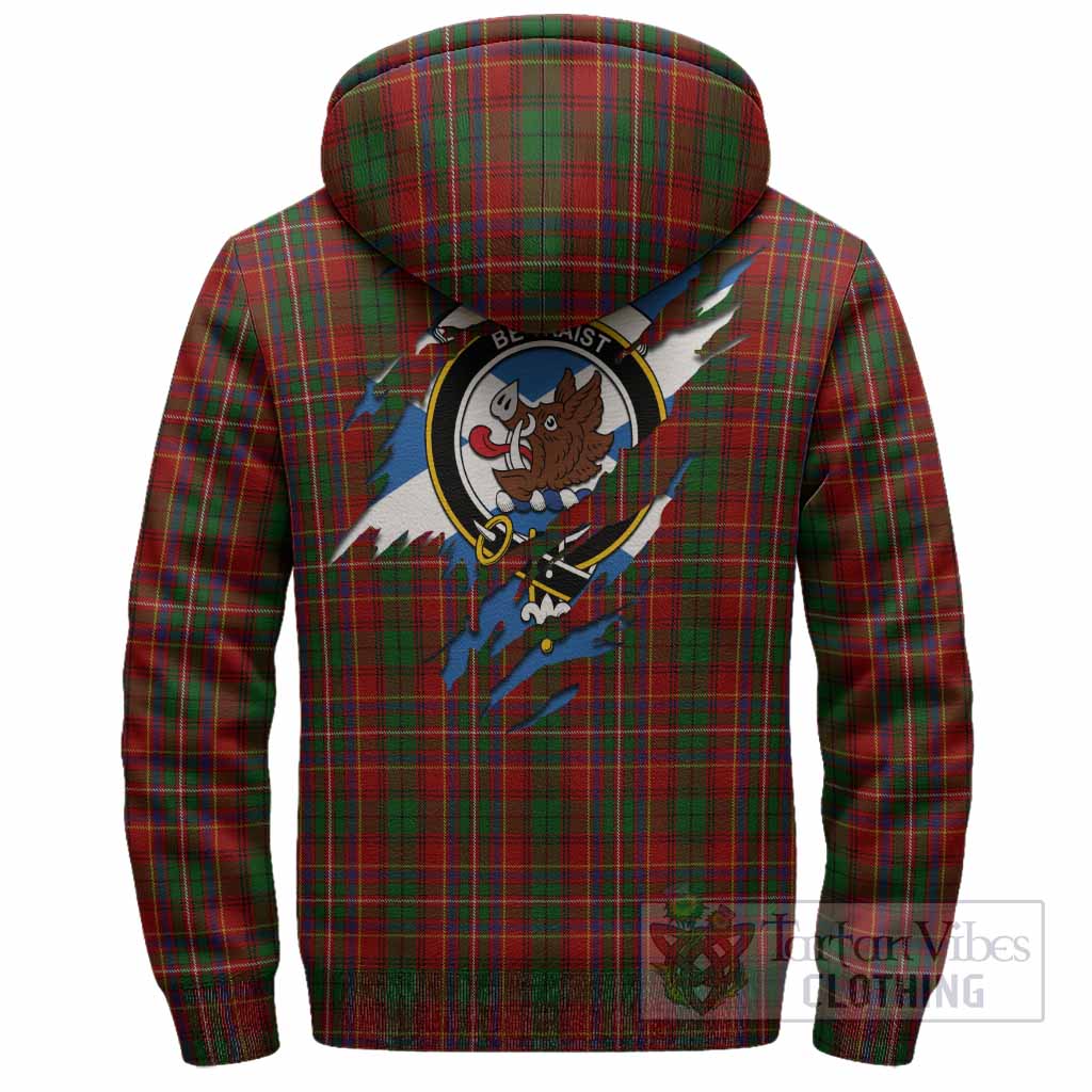 Innes Clan Crest In Me Tartan Sherpa Hoodie Scotland Flag Style