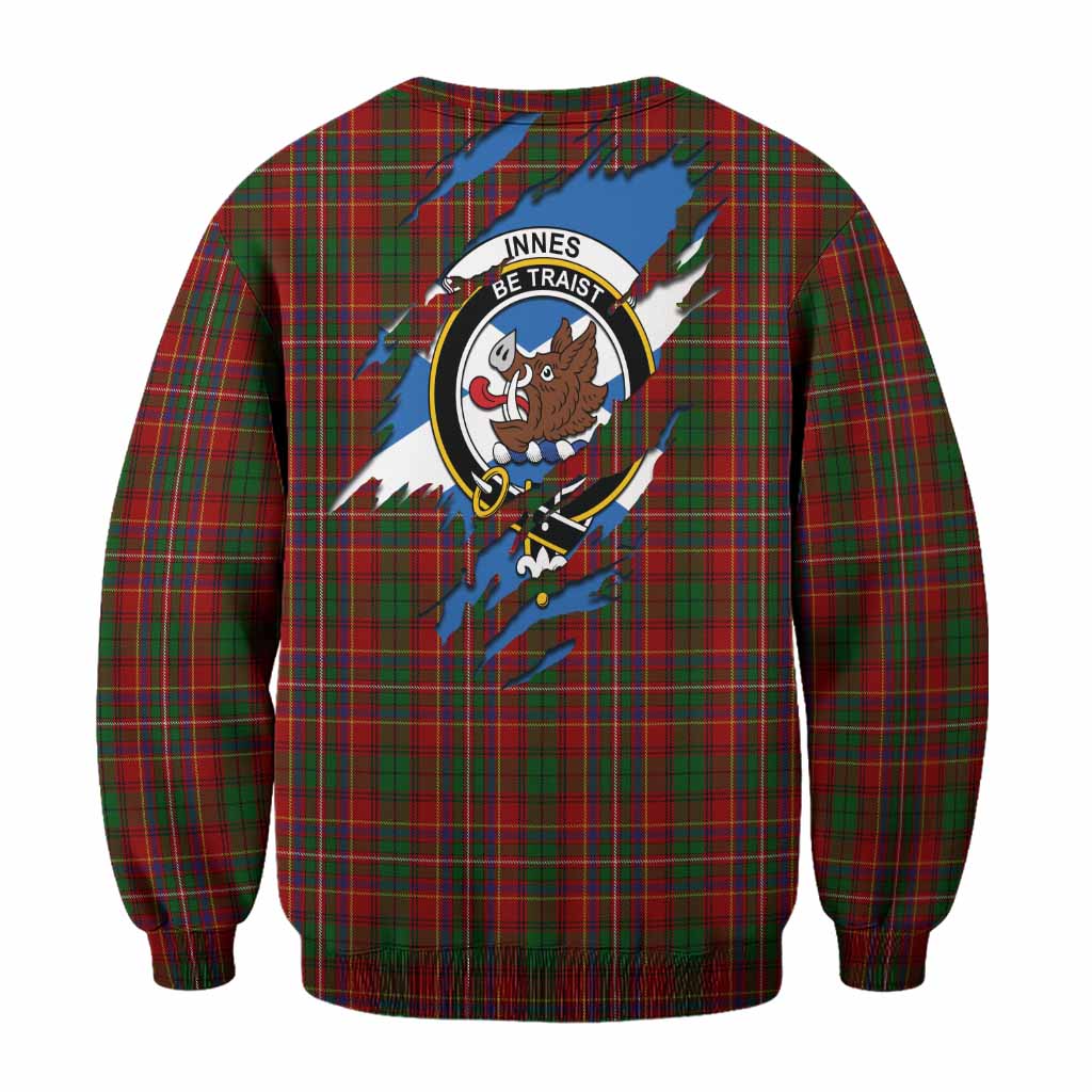 Innes Clan Crest In Me Tartan Sweatshirt Scotland Flag Style