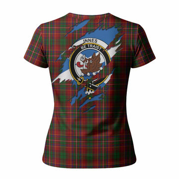 Innes Clan Crest In Me Tartan Women T shirt Scotland Flag Style