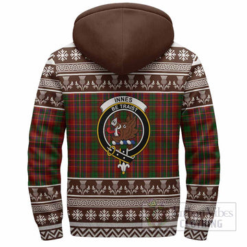 Innes Clan Tartan Christmas Fleece Hoodie with Family Crest