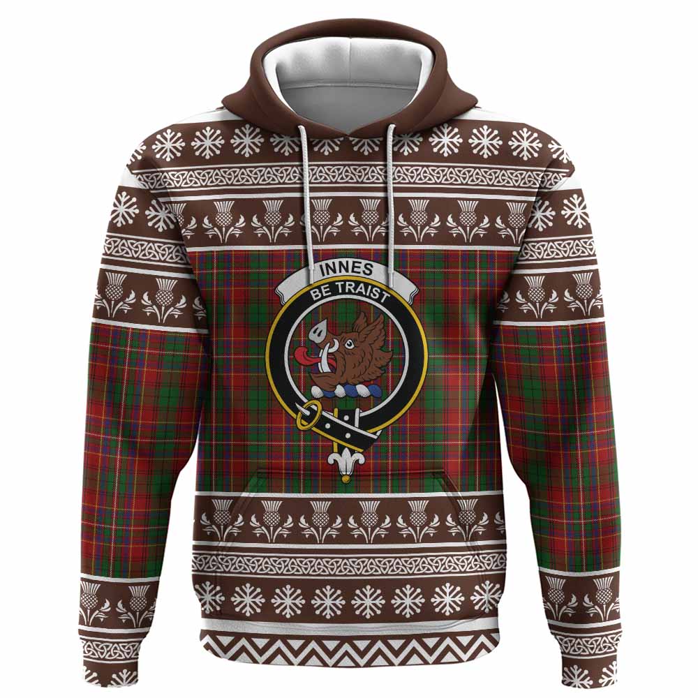 Innes Clan Tartan Christmas Hoodie with Family Crest - Tartan Vibes Clothing